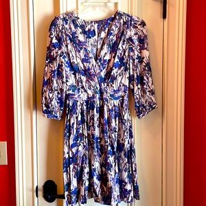 Willow and Clay 3/4 sleeve faux wrap dress with swing skirt, size S.